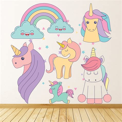 Rainbows And Unicorns Childrens Wall Sticker Set