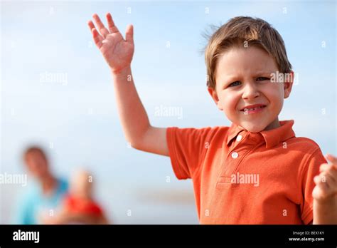 Lifestyle Portrait Of 4 Years Old Boy Pointing Up Stock Photo Alamy