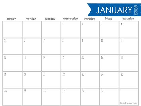 Printable Monthly Calendar 5x8 Calendar Template Printable