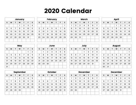 2020 Philippines Yearly Calendar Template Excel Free Printable