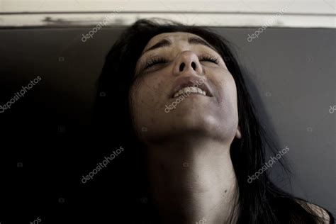 Woman With Bruises In Face Crying On Street At Night Closeup Stock Photo By Fabianaponzi