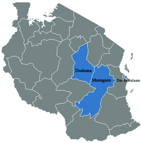 Map Of Tanzania Showing The Case Study Regions Of Morogoro And Dodoma