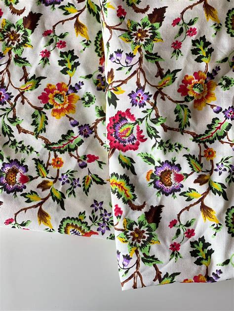 Floral Print Indian Cotton Fabric By The Yard Entice Print Etsy