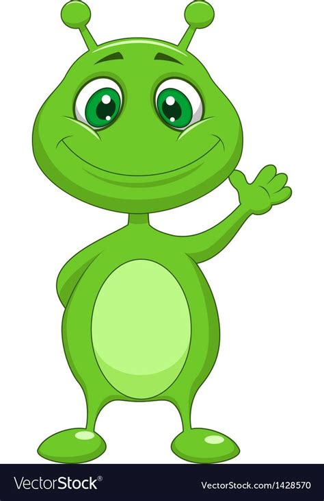 Vector Illustration Of Cute Green Alien Cartoon Download A Free Preview Or High Quality Adobe