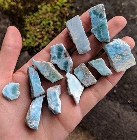 Bargain Price 12 Blue Larimar Crystals Natural Raw Polished Etsy