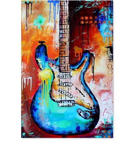 Print Guitar Painting Abstract Electric Fender Stratocaster Etsy