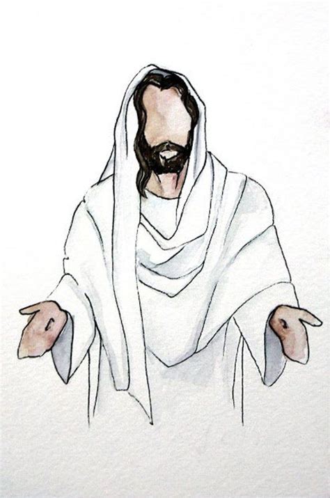 This Is A Beautiful Original Watercolor Rendition Of Christ With Open