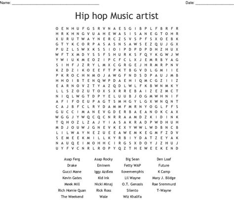 Hip Hop Music Artist Word Search Wordmint 90s