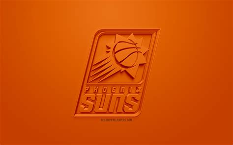 Download wallpapers Phoenix Suns, creative 3D logo, orange background 