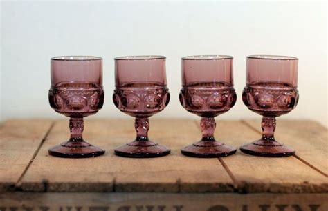 Amethyst Cordial Goblets Indiana Glass Co Kings Crown Etsy Indiana Glass Amethyst Glass