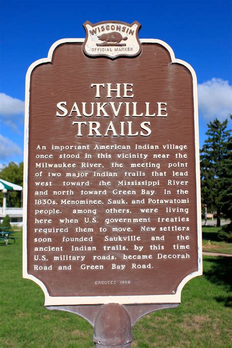 Wisconsin Historical Markers Marker 375 The Saukville Trails