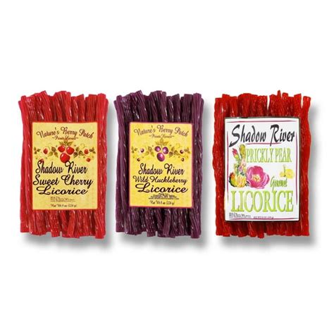 Shadow River Gourmet Licorice Candy Variety Pack Huckleberry Cherry Prickly Pear 3 Bags