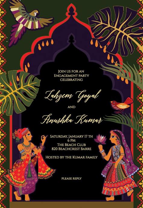 Indian Lovers Engagement Party Invitation Template Free Greetings