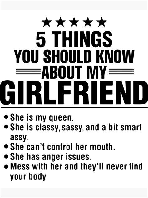 5 Things You Should Know About My Girlfriend Poster For Sale By Zoelorimer Redbubble