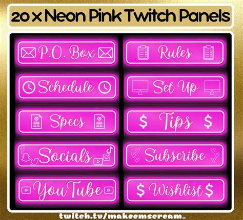 20 X Neon Pink Twitch Panels 20 Pack Twitch Panels Twitch Panels About