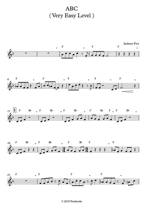 Saxophone Sheet Music Abc Very Easy Level Alto Sax Jackson 5