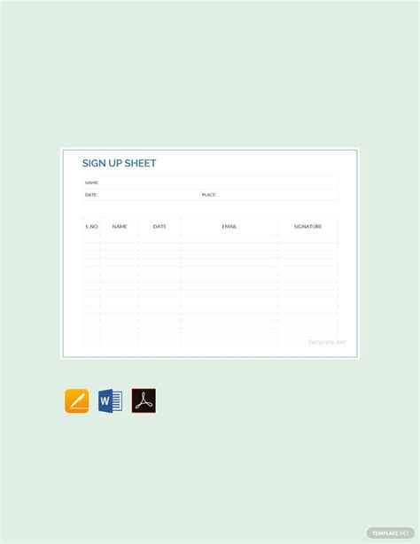 Sign Up Sheet Template In Word Free Download