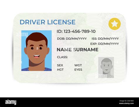 Drivers License A Plastic Identity Card Vector Flat Illustration Of