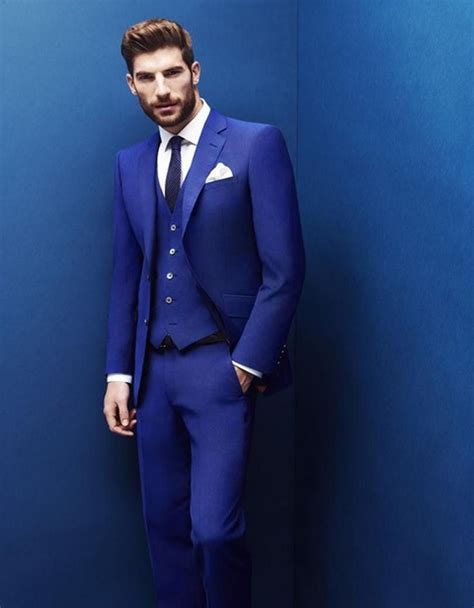 Classic Style One Button Royal Blue Groom Tuxedos Groomsmen Mens