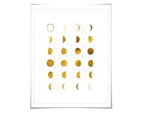 Moon Phases Gold Foil Art Print Astronomy Art Print Space Etsy Gold