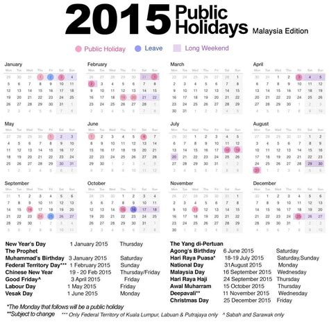These dates may be modified if official changes are announced. 11 Long Weekends for Malaysians in 2015 | Long weekend ...