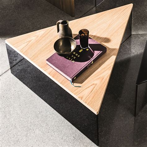 Large coffee table w iridescent glass tile inlay mosaic coffee table starry night mosaic 48 l x 24 w x 20 t light java finish idee de decoration creation deco mobilier de salon. Regolo Triangular Glass and Wood Coffee Table - Klarity - Glass Furniture