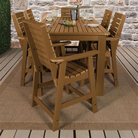 Highwood The Weatherly Collection 7 Piece Tan Frame Patio Set In The