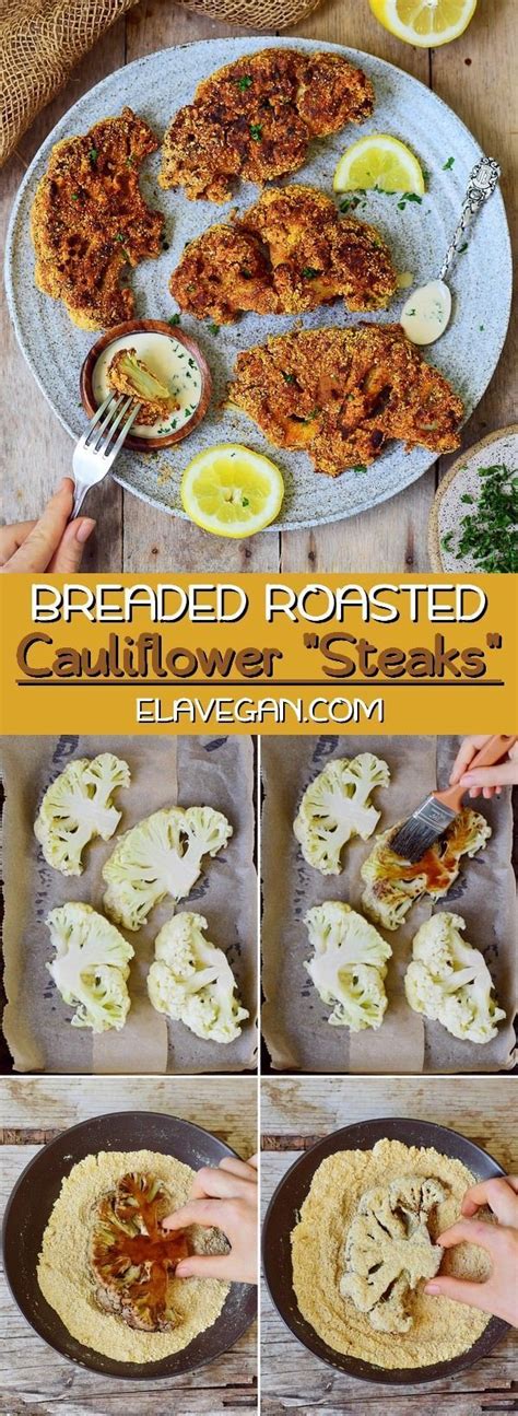 For the full video and recipe, click the link in my profile @elavegan , swipe up in my insta stories or google marbled banana bread elavegan. These oven-roasted cauliflower steaks with a gluten-free ...