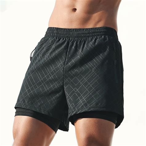 Mens 2 In 1 Running Shorts With Pockets Compression Liner Gym Training