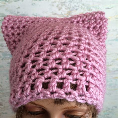 Pussy Cat Hat Crochet Pattern Chunky Pussy Hat Pattern Pdf Etsy Canada