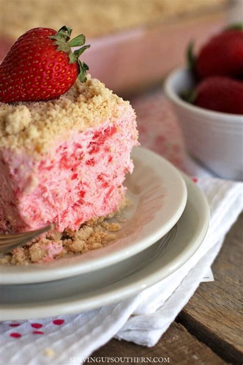 Frosty Strawberry Squares Serving Up Southern