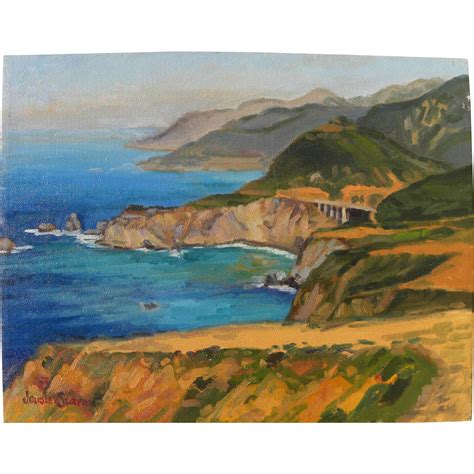 California plein air art impressionist painting of dramatic Big Sur from jbfinearts on Ruby Lane