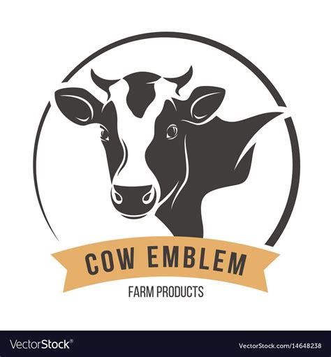 Cow Head Silhouette Emblem Label Vector Image On Vectorstock Cow