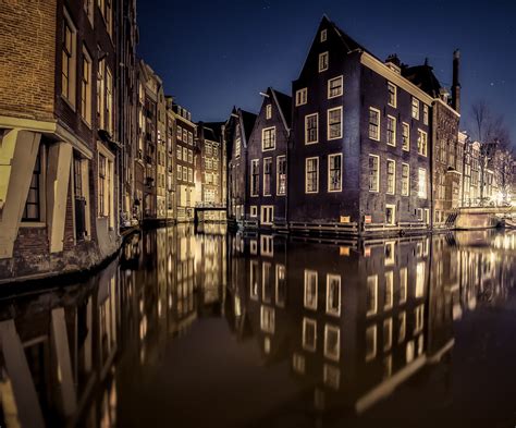 Amsterdam Night Reflections In My Opinion This Spot Located Not Far