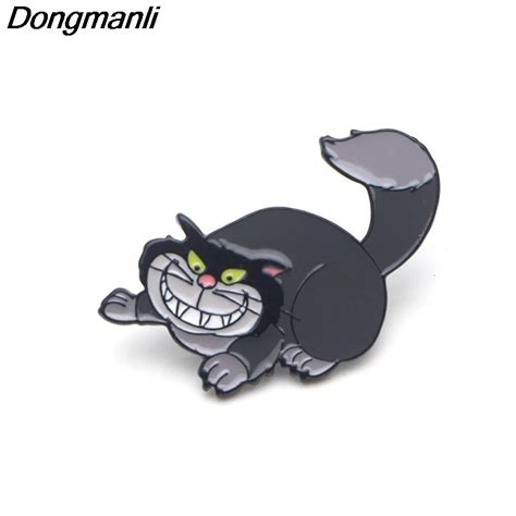 P3645 Dongmanli Cheshire Cat Metal Enamel Pins And Brooches For Women