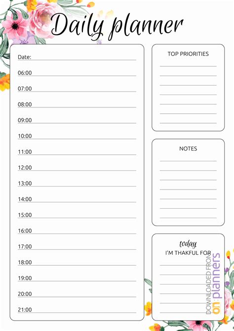 15 Minute Day Planner Example Calendar Printable