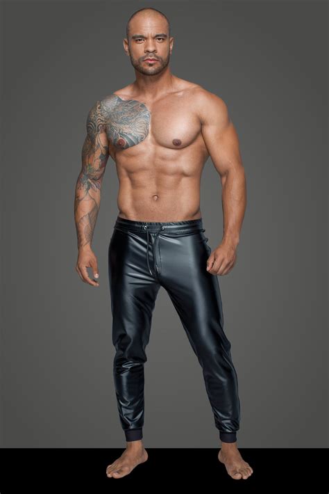 Sexy Men S BDSM Trousers Treggings Bondage Fetish Gay Wet Look Black Exotic Pants Goth Spandex