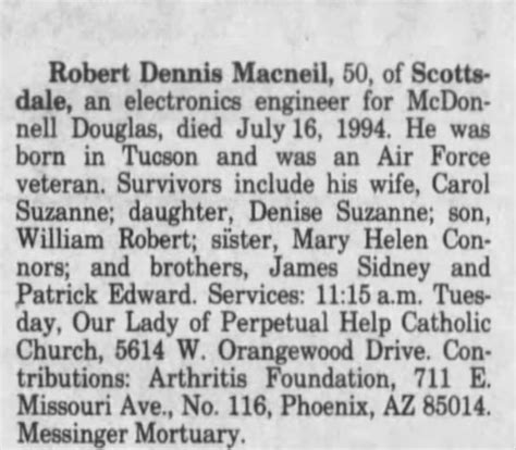Obituary For Robert Dennis Macneil Aged 50