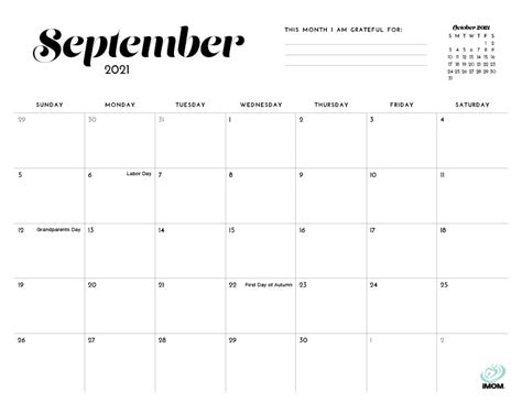 2021 Simple Printable Calendar For Moms Imom