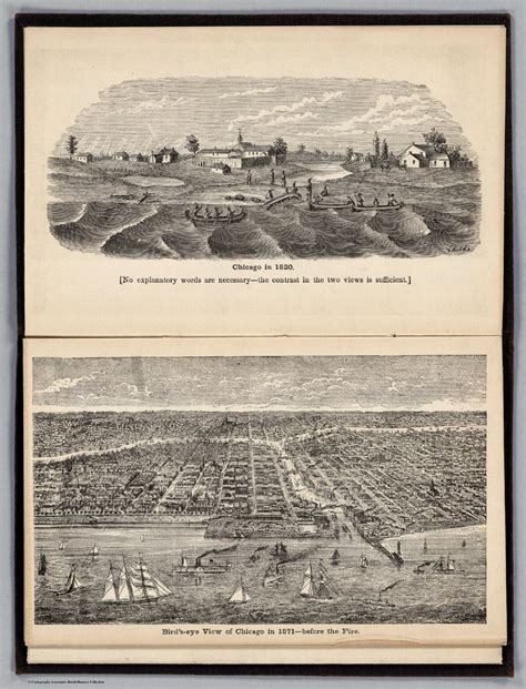 Views Chicago In 1820 With Birds Eye View Of Chicago In 1871