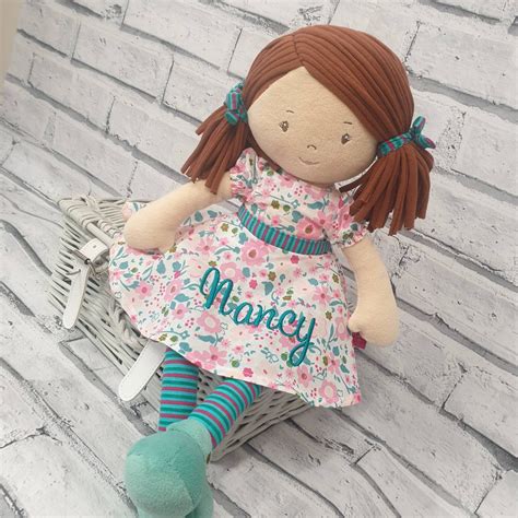 Personalised Rag Doll Embroidered Baby Girls T Christening