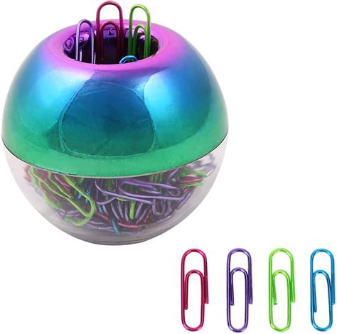 Rainbow Paper Clip Holder Magnetic Clips Dispenser 100pcs Colorful