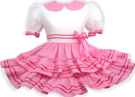 Elle Custom Fit Pink And White Cotton Adult Little Girl Sissy Dress By
