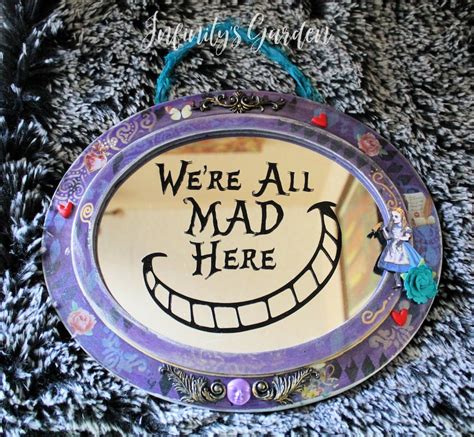 Alice In Wonderland Mirror Cheshire Cat Decor Were All Etsy