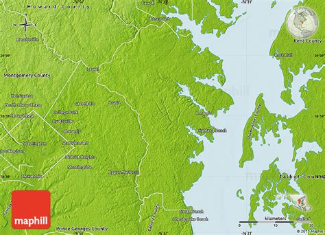 Physical Map Of Anne Arundel County