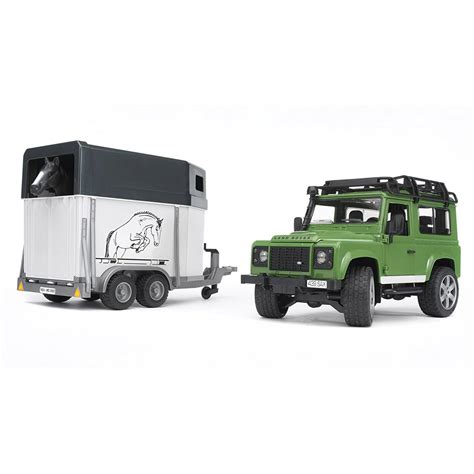 Bruder Toys Land Rover Defender Station Wagon With Horse Trailer And