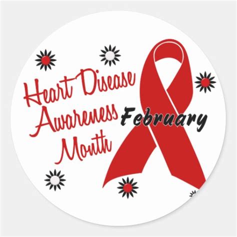 Heart Disease Awareness Month Ribbon 11 Classic Round Sticker Zazzle