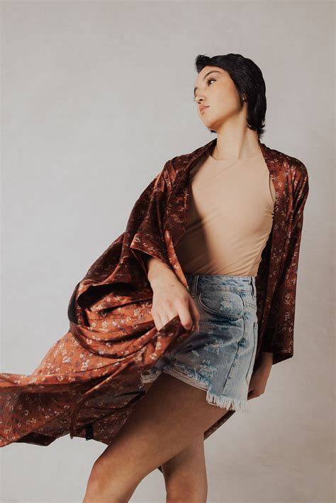 Alessandra Silky Kimono In 2022 Kimono Flower Print Skirt Midi