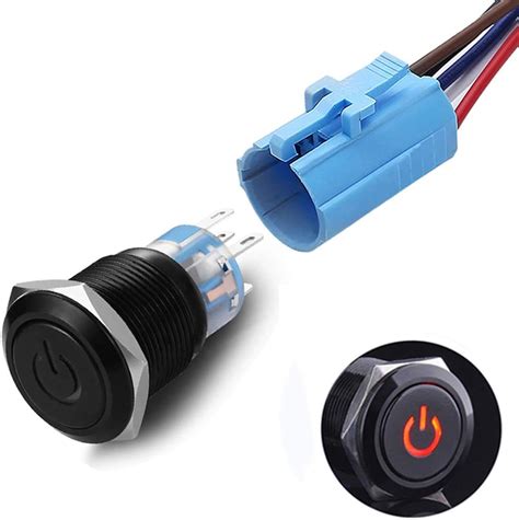 Buy Quentacy 19mm Latching Push Button Switch 12v Power Symbol Light