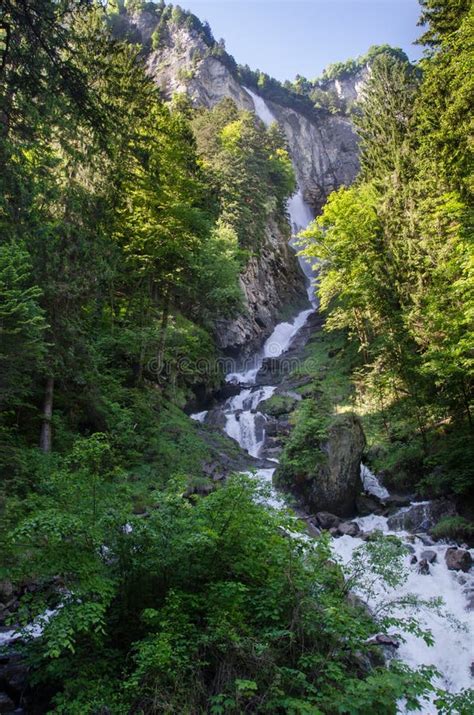 Beautiful Oltschibach Waterfall Unterbach Brienz Municipality Stock